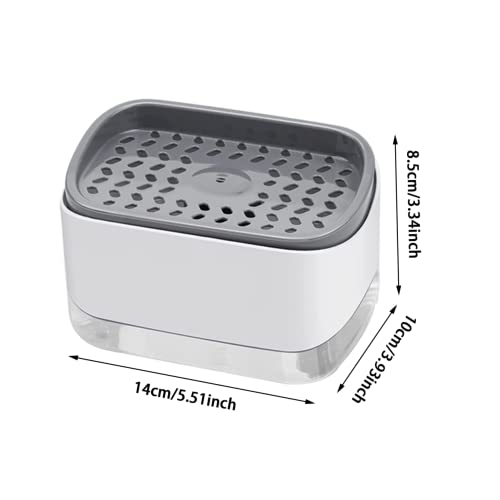 Dish Soap Dispenser with Sponge Holder 2 in 1 Kitchen Soap Dispenser 350ML Countertop Washing Liquid Pump for Kitchen Sink No Sponge and Washing Liquid
