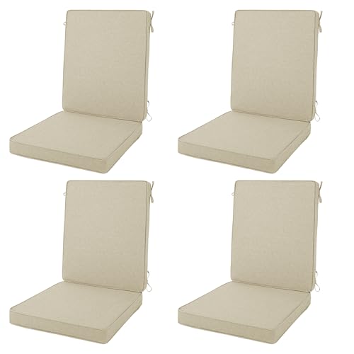 Outdoor Chair Cushions 20x20, Water-Resistant & Fade-Resistant, Patio Furniture Lawn Dining Chair Seat Replacement with High Back, Ties Zipper, Removable Cover, Set of 4, Natural - color: Natural, size: 20" x 20" 4 Pack