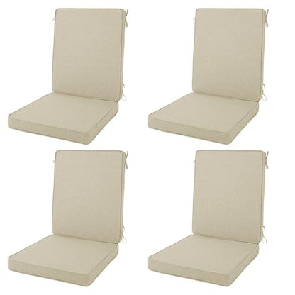 Outdoor Chair Cushions 20x20, Water-Resistant & Fade-Resistant, Patio Furniture Lawn Dining Chair Seat Replacement with High Back, Ties Zipper, Removable Cover, Set of 4, Natural - color: Natural, size: 20" x 20" 4 Pack