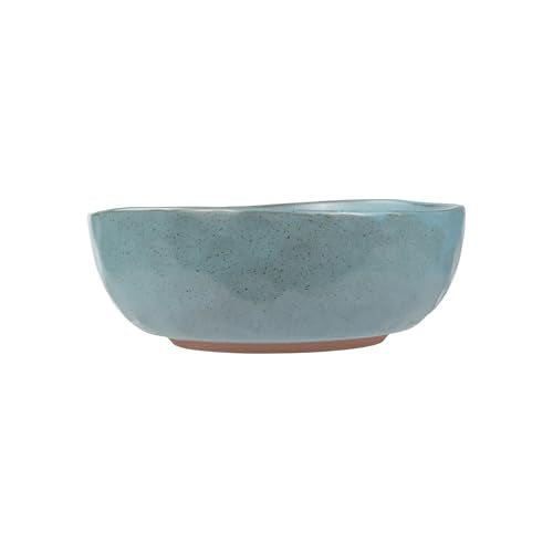 Sango 16-Piece Stoneware Dinnerware Set for 4, Semi-Matte Teal Plates and Bowls Sets with Rustic Speckled Glaze, Ceramic Dish Set, Elegant Boho Farmhouse Dishes, Microwave & Dishwasher Safe, Kaya Blue - color: Blue