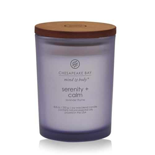 Chesapeake Bay Candle Medium Jar Scented Candle Serenity + Calm (Lavender Thyme) Home Décor Orange Gifting Idea Burn Time of 50 Hours - color: Serenity + Calm, size: 8.8oz