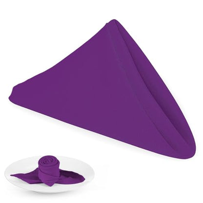 PLOYMONO Eggplant Cloth Napkins - 8 Pack 17" x 17" Polyester Dinner Napkins | Heavy Duty 180 GSM Cloth Napkins with Hemmed Edges - Great for Restaurants, Weddings, Parties, Banquets Dinner - color: Eggplant