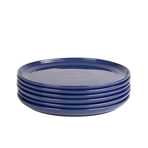 Double Line 10.5" Dinner Plate, Set of 6, Cobalt Blue - color: Cobalt Blue, size: Dinner Plate