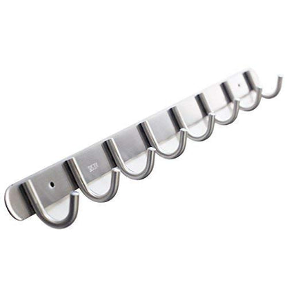 Coat Hook Rack with 8 Round Hooks - Premium Modern Wall Mounted - Ultra durable with solid steel construction, Brushed stainless steel finish, Super easy installation, Rust and water proof - style: 8 Round Hooks