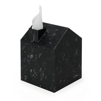 Umbra Casa Tissue Box Cover â€“ Modern House-Shaped Tissue Box Holder for Standard Square Boutique Tissue Boxes, Ocean Materials® Plastic, Bathroom & Home Décor, Ocean Black | Easy wipe clean, fits standard cube, bathroom and bedroom, low carbon footprint