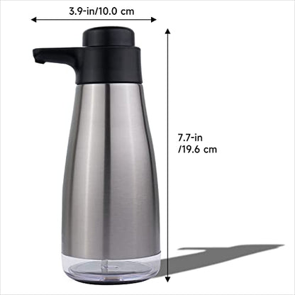 AIKE 15oz Liquid Soap Dispenser for Dish and Hand Soap Stainless Finish | Easy Push Durable Pump, No-Slip Base with Clear Liquid Window, Easy Refill Wide Opening, for Kitchen Sink and Bathroom - color: Brushed