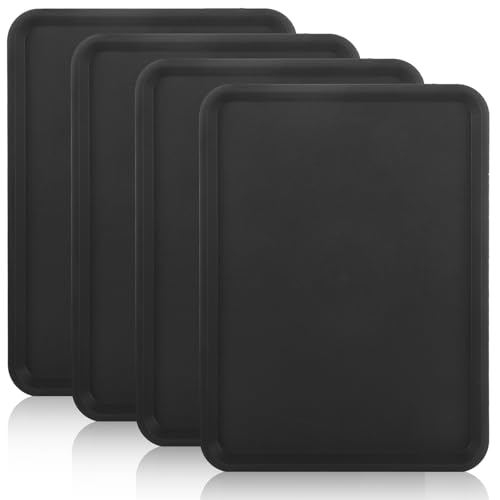 4 Pack 16 x 12 Inch Boot Trays for Entryway, Waterproof Shoe Mat Tray with Raised Edge, Outdoor Multi-Purpose Shoe Tray for Boots Shoes Garden Pets-Dark Gray