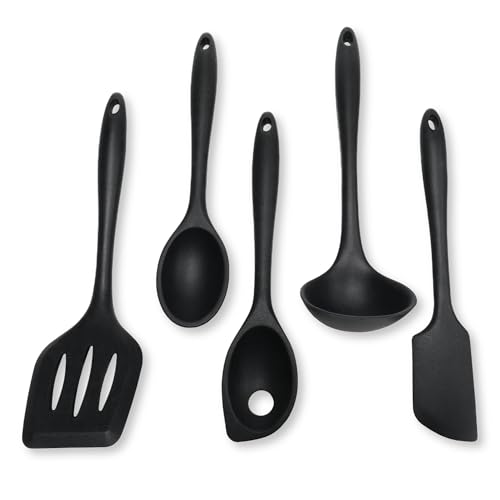 Chef Craft Premium Silicone Kitchen Tool and Utensil Set, 5 Piece, Black - color: Black, size: 5 Piece Set