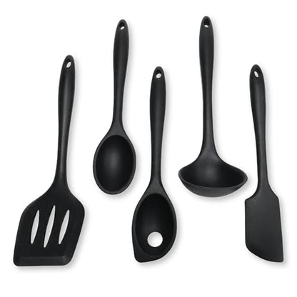 Chef Craft Premium Silicone Kitchen Tool and Utensil Set, 5 Piece, Black - color: Black, size: 5 Piece Set