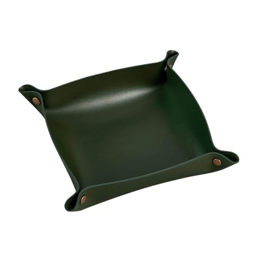 Key Tray Leather Key Holder Bowl for Entryway Table, Key Perfume Jewelry Dish Trays for Entryway Table Home Decoration Porch Ornaments PU Coin Change Watches and Candy Trays (Green,Large) - color: Green, size: Large