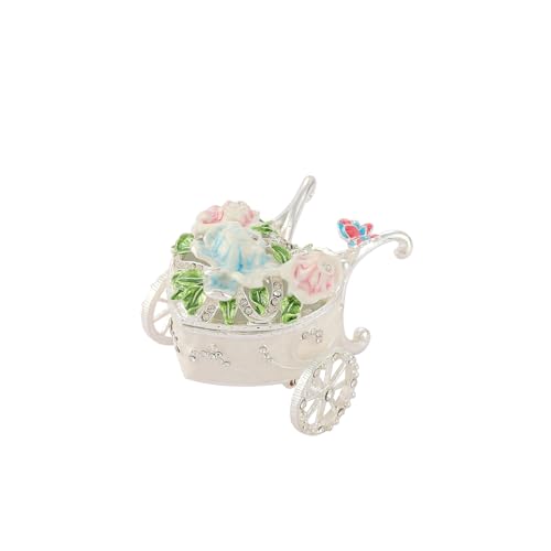 QIFU Hand Painted Small Silver Carriage Style Enamel Trinket Box, Unique Gift for Family - style: Carriage