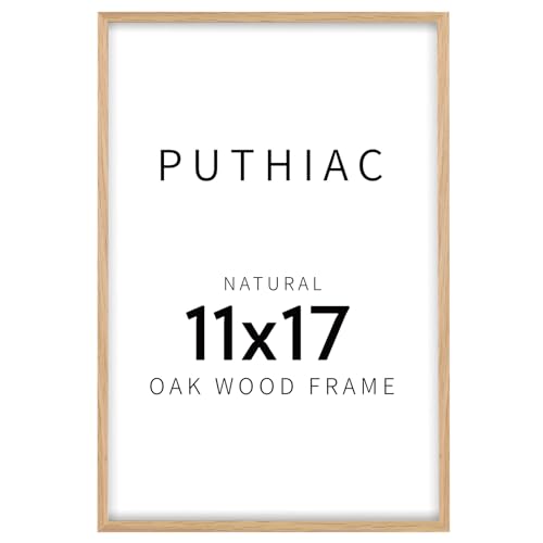 11x17 Solid Oak Wood Picture Frame, Natural Oak, 1 Pack | Minimalist oak frame; fits 8x12 with mat or 11x17 without; wall display for family photos, art prints, or gallery walls - color: Beige-1P, size: 11x17