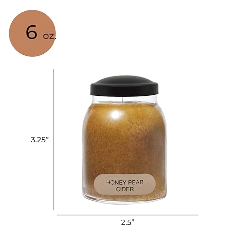 A Cheerful Giver - Honey Pear Cider Baby Scented Glass Jar Candle (6oz) with Lid & True to Life Fragrance Made in USA - size: 6 oz, style: Honey Pear Cider