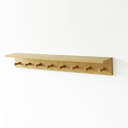 Entryway Coat Rack Hooks with Shelf, Sturdy Wooden Floating WallOrganizer Shelf with 4 Hooks siutable for Entrance, Mudroom, Kitchen, Bathroom,.etc(2pc-Oak Finish) - color: Oak 2PC