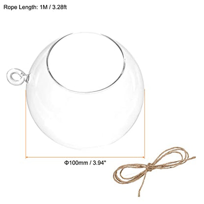 PATIKIL Round Globe Terrarium Air Plant Planter, 4 Inch High Borosilicate Glass Hanging Decorations for Succulent, Tillandsia, Clear - size: 4 Inch