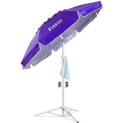 AMMSUN Shade Umbrella, Premium Portable Umbrella with Stand, 6.5ft Lightweight Free Standing Canopy for Sporting Games, Adjustable Instant Sun Protection and Easy to Carry, Purple - color: Purple
