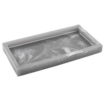 Luxspire Resin Bathroom Vanity Tray Countertop Organizer, Mini, Ink Gray | 8 x 4 inch, non-slip waterproof resin, easy wipe clean, fits bath kitchen vanity, holds jewelry toiletries soap - color: Ink Gray, size: Mini
