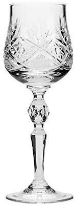 Set of 2 Hand Made Vintage Crystal Classic Wine Goblets on a Stem 7.5"H, Old-Fashioned Glassware - size: Wine Glass 8.0oz