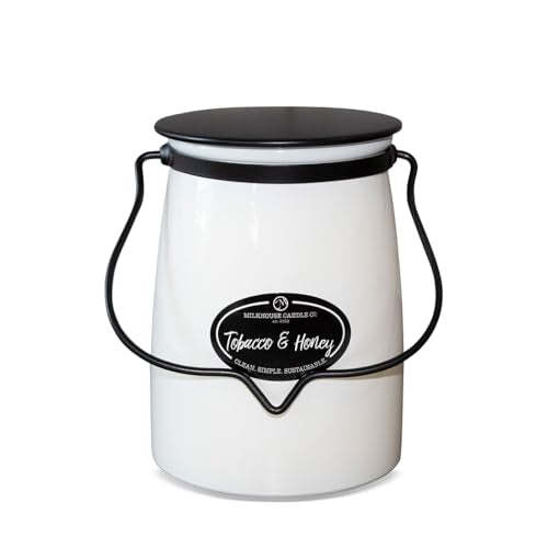 Milkhouse Tobacco & Honey Soy Candle, 22 oz Butter Jar, 120+ Hr Burn | Clean-Burning, Soy Wax, Cotton Wick, Made in the USA - size: 22 oz