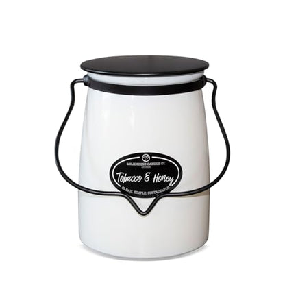 Milkhouse Tobacco & Honey Soy Candle, 22 oz Butter Jar, 120+ Hr Burn | Clean-Burning, Soy Wax, Cotton Wick, Made in the USA - size: 22 oz