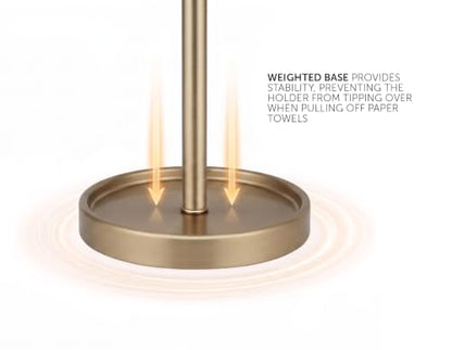 Ivilon Countertop Paper Towel Holder - Modern End Cap Minimalist Design - Color Warm Gold - color: Warm Gold