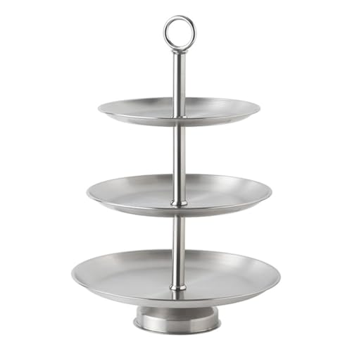 Metal 3 Tier Round Serving Tray, Cupcake Dessert Appetizer Stand, Stainless Steel Cake Cupcake Tower Stand Holder for Home Garden Display Wedding Bridal Shower Birthday Party Supplies (Silver)