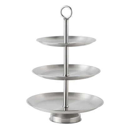 Metal 3 Tier Round Serving Tray, Cupcake Dessert Appetizer Stand, Stainless Steel Cake Cupcake Tower Stand Holder for Home Garden Display Wedding Bridal Shower Birthday Party Supplies (Silver)