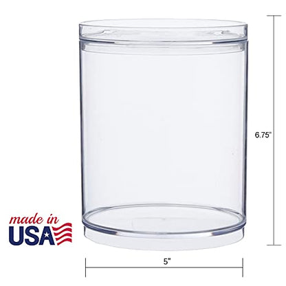 STORi Bella Tall Scrunchie Holder | Stackable Clear Plastic Container (Set of 2) Round Vanity Storage Organizers with Lids for Hair Accessories & Beauty Supplies | Made in USA