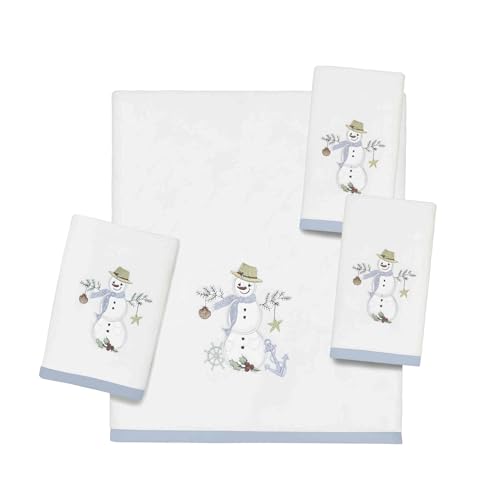 Avanti Linens - Hand Towels, Soft Cotton Velour, Embroidered, Festive Home Decor, Set of 2 (Coastal Snowman Collection) - size: 2pc Hand Towels