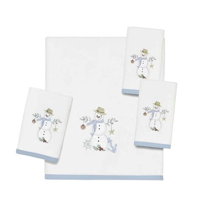 Avanti Linens - Hand Towels, Soft Cotton Velour, Embroidered, Festive Home Decor, Set of 2 (Coastal Snowman Collection) - size: 2pc Hand Towels