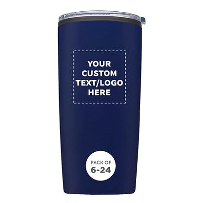 Father’s Day Custom Plastic Tumblers 20 oz Set of 6/12/24, Personalized Bulk Pack with Lids - Iced Coffee Tumbler, To Go Cup, Insulated Gift for Dad - Blue - color: - Custom – Blue