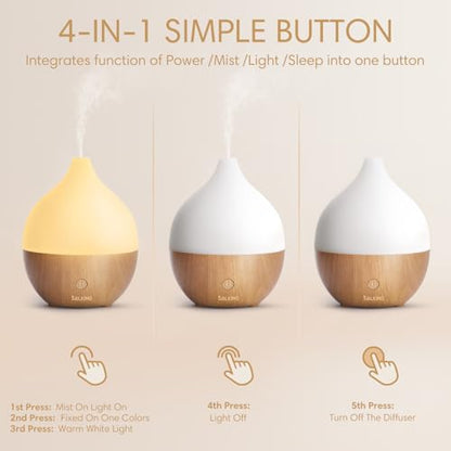 SALKING Essential Oil Diffuser with Remote Control, 100ml Diffuser for Home | 2 Mist Modes Ultrasonic Diffuser, Timer, Aromatherapy Diffuser for Essential Oils, Cool Mist Humidifier, for Bedroom, Office - color: Remote Control