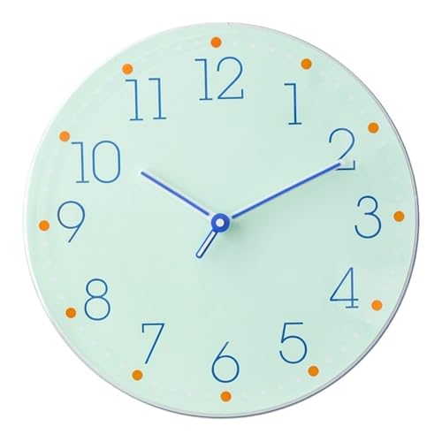 Wall Clocks Minimalist Wall Clock Living Room Home Use Silent Operation Battery Powered(Green) - color: Green