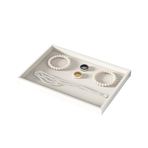 Julysky Jewelry Organizer Trays for Drawer,Jewelry Display Organizer Case for Women,Bracelet Necklace and Ring Display Stand for Selling,Velvet Jewelry Storage Display (Beige, Empty Plate) - color: Beige