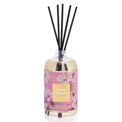 Reed Diffuser Refill Cherry Blossom 17oz (500ml) with 8 Sticks - Premium Long-Lasting Scented Oil, Home Fragrance for Bedroom, Bathroom Home Decor - size: 17 Fl Oz (Pack of 1)