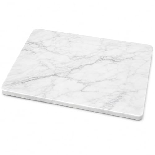 Marble Cheese & Pastry Cutting Board, 16 x 12 Inch, White | Natural Carrara Marble, Serving Tray, For Dough, Bread, Pizza, Charcuterie, Heavy, Non-Slip - color: White, size: 16"L x 12"W