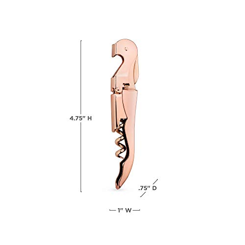 Viski Summit Double Hinged Waiters Corkscrew Wine Opener with Foil Cutter, Durable Stainless Steel with Built-in Bottle Opener for Beers and Soft Drinks, Home Bar, Kitchen, Travel, Set of 1, Copper - style: Copper