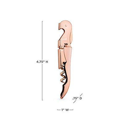 Viski Summit Double Hinged Waiters Corkscrew Wine Opener with Foil Cutter, Durable Stainless Steel with Built-in Bottle Opener for Beers and Soft Drinks, Home Bar, Kitchen, Travel, Set of 1, Copper - style: Copper