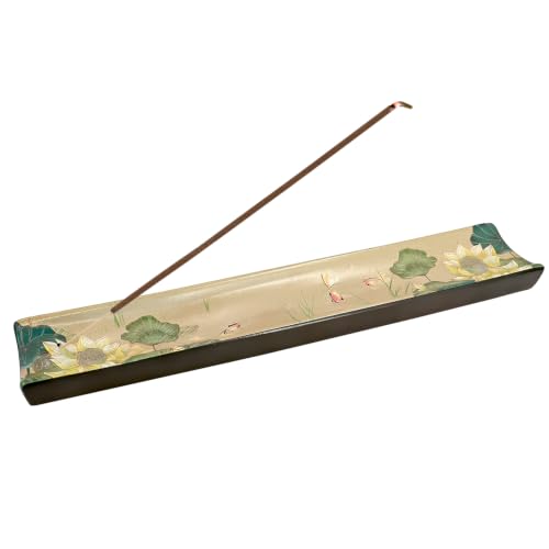 Incense Holder for Sticks, Ceramic Incense Burner with Ash Catcher, Aesthetic Home Decor for Room & Office, Traditional Chinese Art Tray, Unique Housewarming Gift for Meditation Sanctuary (Brown) - color: Brown