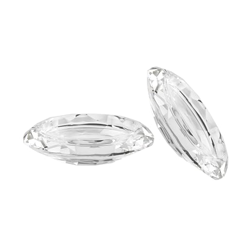 Crystal Pillar Candle Holders Decorations for Home Party Dinner Christmas, Suitable for Large Cylindrical Candles Hand-Cut 4.3'' X 1'' Clear, Pack of 2