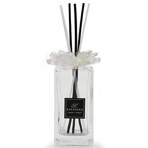 KALIFANO Luxury Quartz Crystal Diffuser Bottle with Selenite Reeds - Gemstone Fragrance/Aroma Vaporizer with Healing Effects (Essential Oils Not Included) - color: Quartz