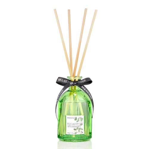 M&SENSE Reed Diffuser, Eucalyptus Spearmint, 7.7 oz Natural Essential Oil | Non-Toxic Organic, Long-Lasting Fragrance, Ideal for Living Room, Bathroom, Gifts for Women - color: Eucalyptus Spearmint, size: 220 ml