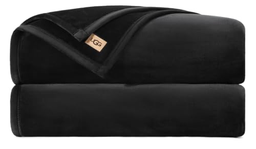 UGG Coco Queen Bed Blanket, Luxury Fleece Blanket, 90" x 92", Black | Oversized Throw, Made for Bed, Living Room and Bedroom Decor, Gifts for Women and Men, Oeko-Tex Certified - color: Black, size: Queen