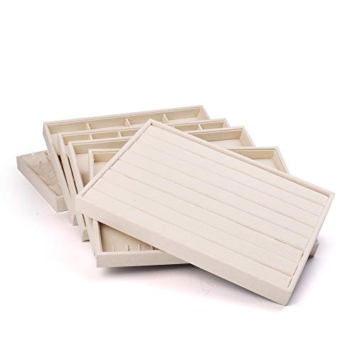 Oirlv Linen 7 Lines Ring Storage Tray Rings Showcase Display Organizer Plate - size: 7 lines