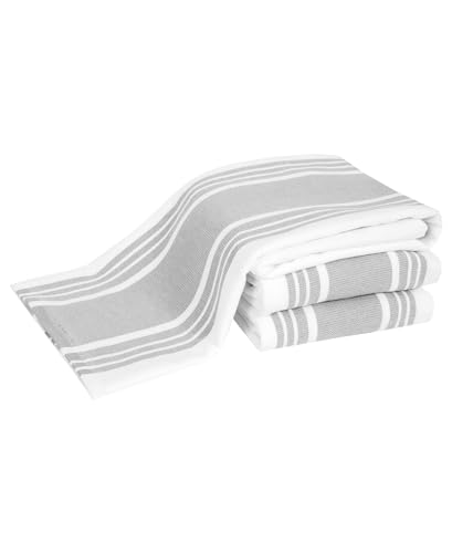 All-Clad Dual-Purpose Kitchen Towels: Highly Absorbent - 100% Cotton, 17"x30" Dish Towels for Cleaning & Drying Dishes & Glassware, 3-Pack, Titanium - color: Titanium