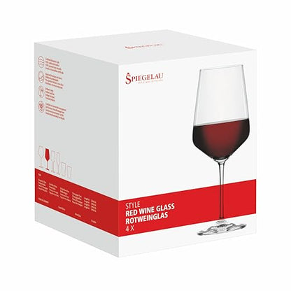 Spiegelau Style Red Wine Glasses Set of 4 – Elegant Stemmed Crystal Wine Glassware for Cabernet, Merlot & Pinot Noir – Lead-Free Crystal Glass Set for Home & Entertaining - style: Red Wine Glasses