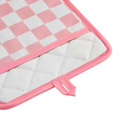 Ohocut Pink Checkered Pot Holder, Checkerboard Potholders for Kitchen, Silicone Pot Holders with Pocket for Kitchen Clearance 2 Pack Set, Hot Pads and Oven Mitts for Cooking Baking - color: Pink