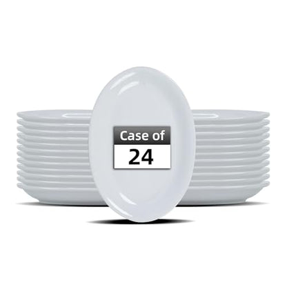 Restaurant Value, Stoneware Coupe Shape Oval Platter 9.75" x 7.25", Bright White, Case of 24 - color: Bright White, size: Oval Platter 9.75" x 7.25"