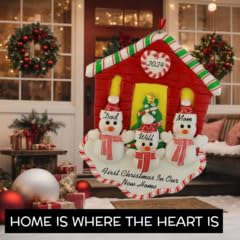 Customized and Personalized Christmas Ornament - Family of 2-6 with One Pet - Add 1 of The 26 Different Dogs and Cats to Design Your Own Custom Pet Design -Made to Order (Family of 3 with 1 Pet) - size: Family of 3 with 1 Pet