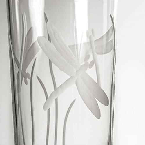 Rolf Glass Dragonfly Highball Glass 15 ounce - Set of 4 Cooler Glasses – Lead-Free Glass - Etched Drinking Glass with Heavy Base - Made in the USA - color: Highball 4 Set